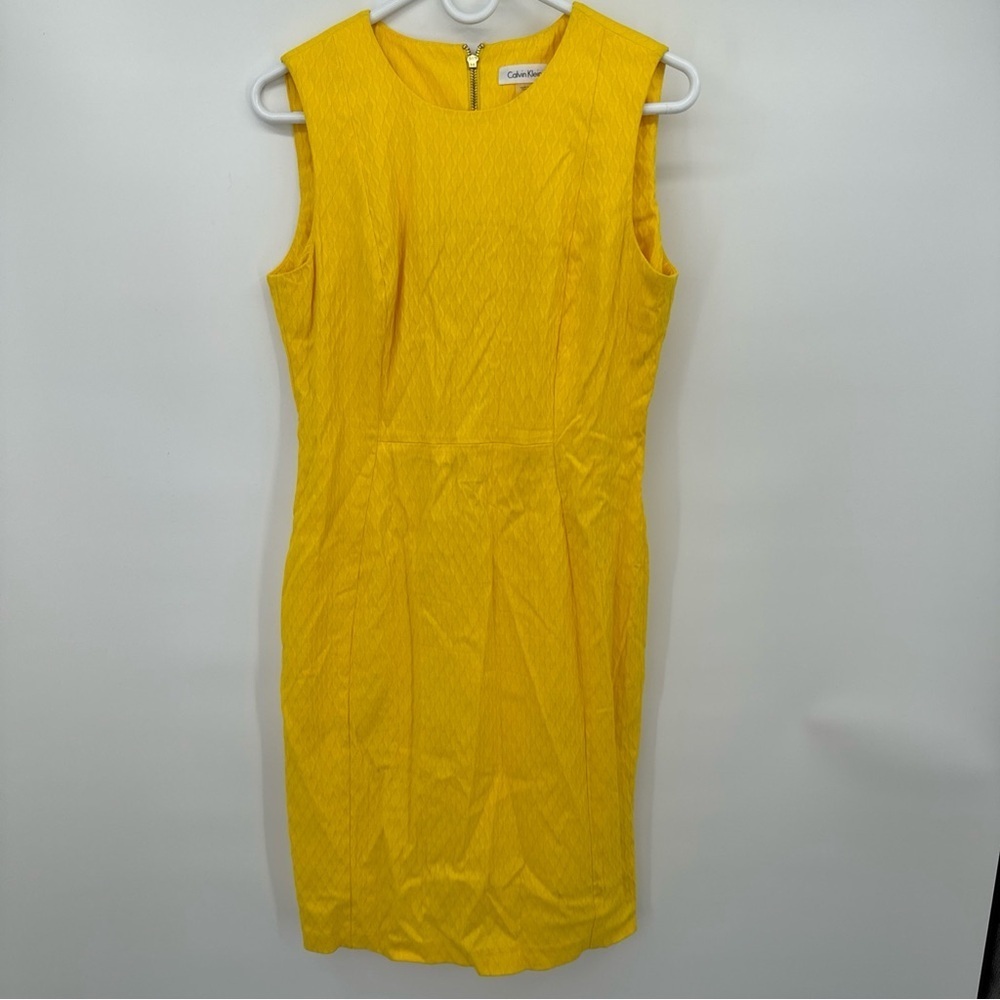 Calvin Klein Womens Dress Sleeveless Sheath Textured Fabric Career